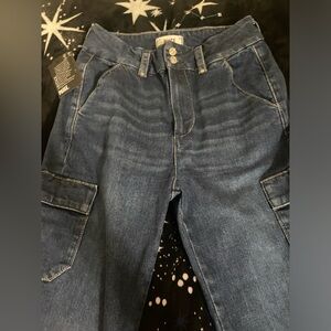 paige flare cargo denim pockets